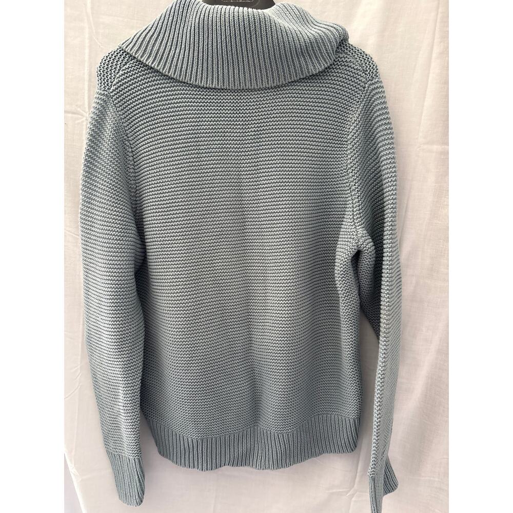 Talbots Woman Blue Colored Cotton Chunky Knit Shawl Collar Sweater Plus 3X - Picture 5 of 5